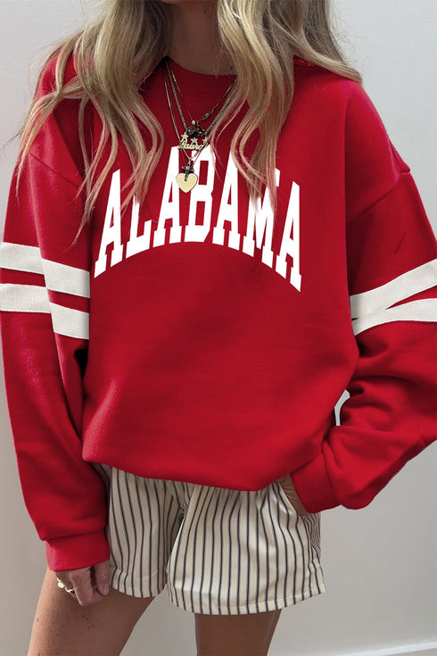 Alabama State Letter Print Supporter Graphic Sweatshirt