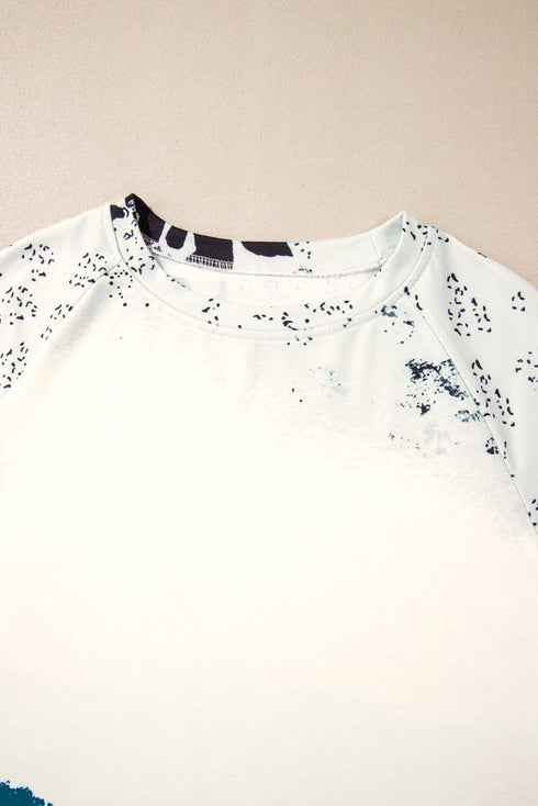 Abstract Print Raglan Sleeve Relaxed Pullover Sweatshirt