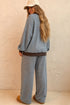Striped Drop Shoulder Loose Top Pant Set