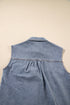 Solid Denim Flap Pocket Curved Hem Shirt Vest