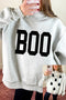 Reversible Boo Slogan Ghost Print Mock Neck Sweatshirt