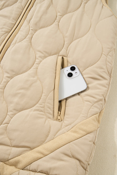 Casual Solid Quilted Padded Fleece Lined Vest