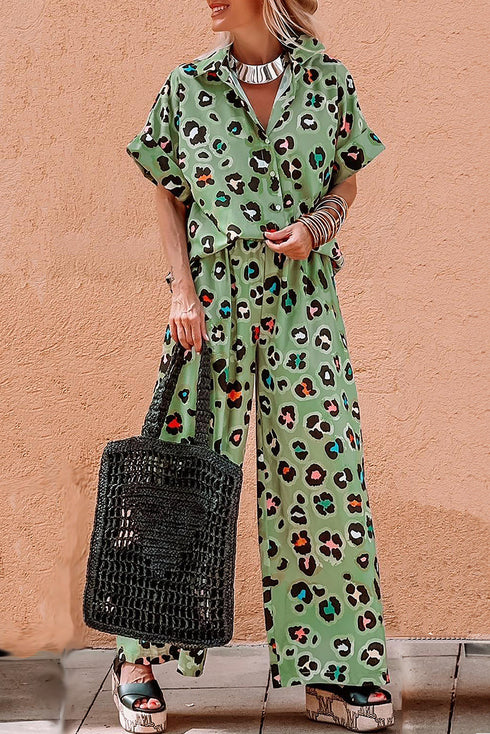 Exclusive Western Leopard Print Wide Leg Pant Sets