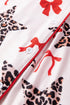 Leopard Star Print Ribbon Bow Contrast Trim Sleepwear