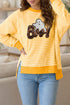 Boo Sequin Ghost Stripe Split Hem Long Sleeve Tee