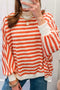 Graphic Textured Stripe Mock Neck Oversized Top