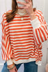 Graphic Textured Stripe Mock Neck Oversized Top