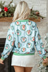 Abstract Dog Print Ribbed Cuff Round Neck Long Sleeve Sweatshirt