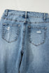 Distressed Open Knee Raw Hem Fit Flare Jeans