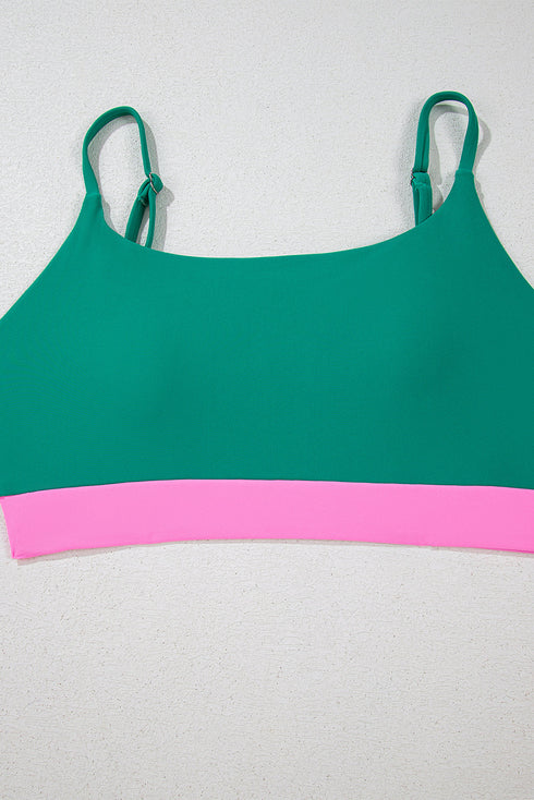 Contrast Band High Rise Scoop Neck Bikini Set