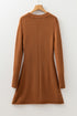 Mock Neck Exposed Seam Ribbed Cuff Sweater Dress