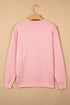 Drop Shoulder Round Neck Towel Embroidery Slogan Pullover Sweater