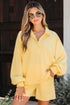 Casual Button Collar Drop Shoulder Pullover Coordinated Short Sets