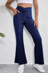High Stretch Crossed Waist Flare Knit Denim Jeans