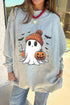 Sequin Pumpkin Face Mock Neck Tunic Sweatshirt