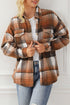 Casual Plaid Print Flap Pocket Button Down Shacket
