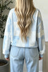 Patchwork Floral Print Mock Neck Long Sleeve Sweatshirt