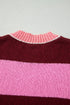 Striped Drop Shoulder Long Sleeve Pullover Knit Sweater