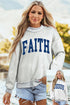 Faith Jesus Double Sided Letter Print High Neck Sweatshirt