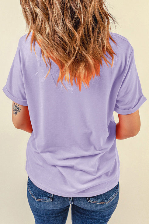 Polyester Cotton Slogan Graphic Round Neck Tee