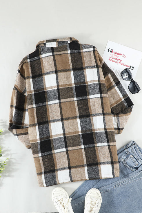 Exclusive Casual Print Buttoned Plaid Shacket