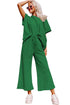 Textured Solid Loose Fit Wide Leg Pant Set