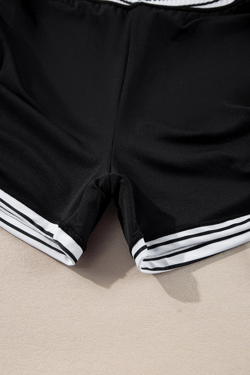 Blouson Square Neck Ruched Side Tie Tankini Set