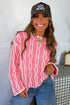 Wavy Hollow Out Knit Long Sleeve Cotton Pullover Sweater