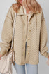 Casual Textured Quilted Puffer Button Front Shacket Jacket