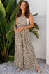 Exclusive Ribbed Leopard Print Wide Leg Bib Jumpsuit