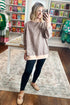Leopard Print High Neck Long Sleeve Ribbed Cuffs Hem Sweatshirt