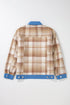 Casual Plaid Patchwork Flap Detail Button Up Shacket