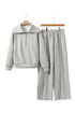 Zip Sailor Collar Pullover Seam Detail Athleisure Pant Set