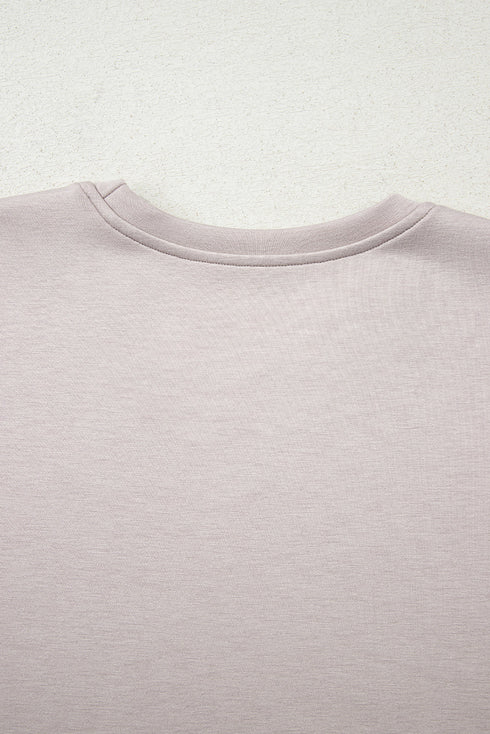 Solid Drop Shoulder Pullover Drawstring Mini Skirt Two Piece Dress