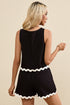 Casual Paneled Print Ricrac Trim Tank Top Short Set
