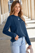 Exposed Seam Detail Crew Neck Long Sleeve Top