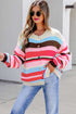 Striped Panel Drop Shoulder Graphic Knit Cardigan