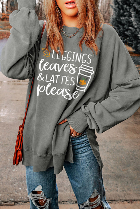Leggings Leaves And Lattes Graphic Pullover Sweatshirt
