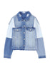Casual Patchwork Distressed Frayed Hem Denim Jacket