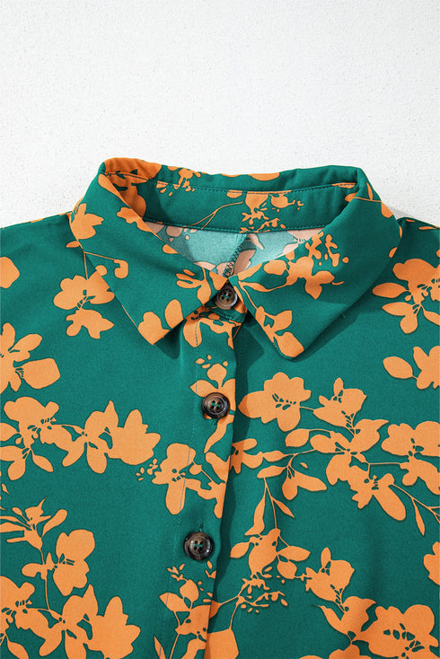 Drawstring Tunic Flowy Short Floral Dresses