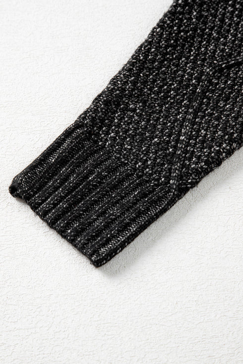 Long Sleeve Cable Knit Crew Neck Sweater Dress