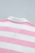 Striped Patchwork Zipper Pullover Elastic Waist Shorts Two Piece Short Set