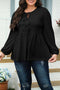 Bow Tie Front Long Sleeve Peplum Blouse