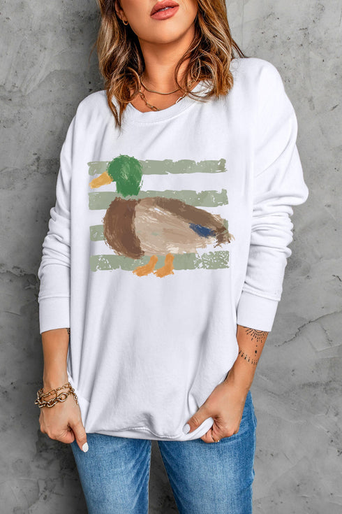 Polyester Cotton Western Duck Graphic Pullover Sweatshirt