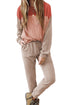 Corded Textured Long Sleeve Pullover And Pant Set