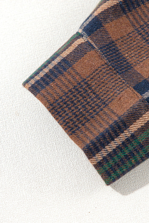 Western Plaid Print Buttoned Chest Pocket Shacket