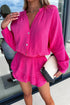 Solid Textured Tiered Ruffled Buttoned Long Sleeve Romper