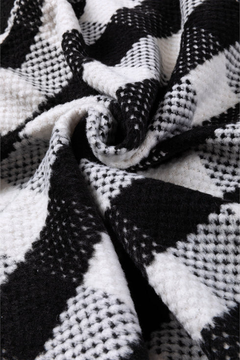 Modern Textured Plaid Print Flap Pocket Shacket