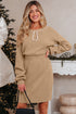 Pearl Embellished Keyhole Blouson Knit Sweater Dress
