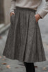 Detailed Pure Polyester Textured Pleated Midi Skirt